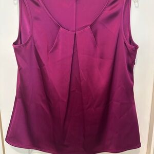 St. John Magenta Sleeveless Pleated Shell Top